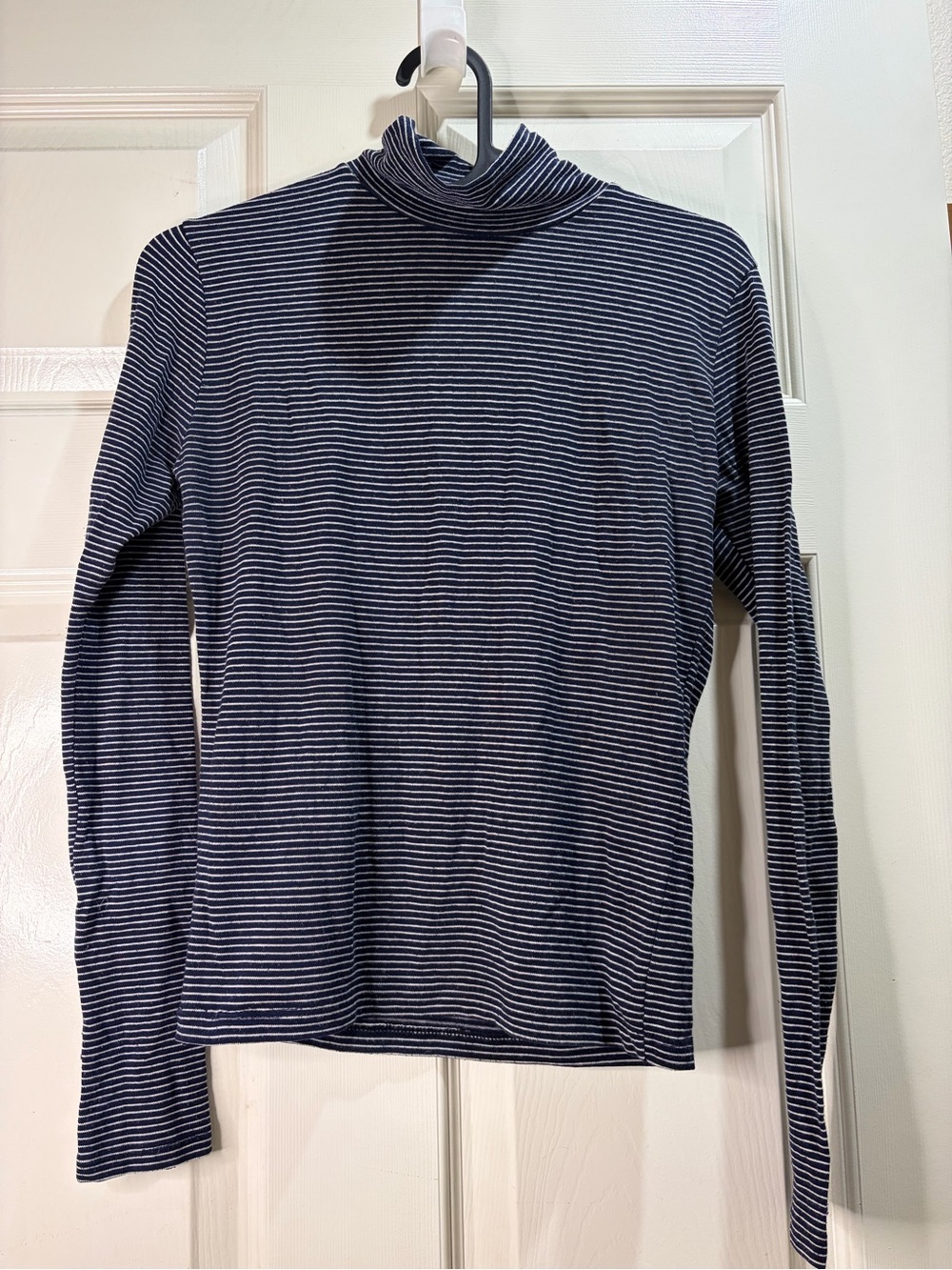Brandy Melville Navy and White Striped Turtleneck Sweater